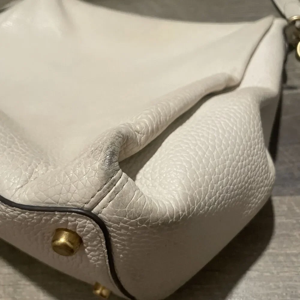 Coach Shay Shoulder Bag Pebble Leather Cream Bone Ivory 93811 Brass
